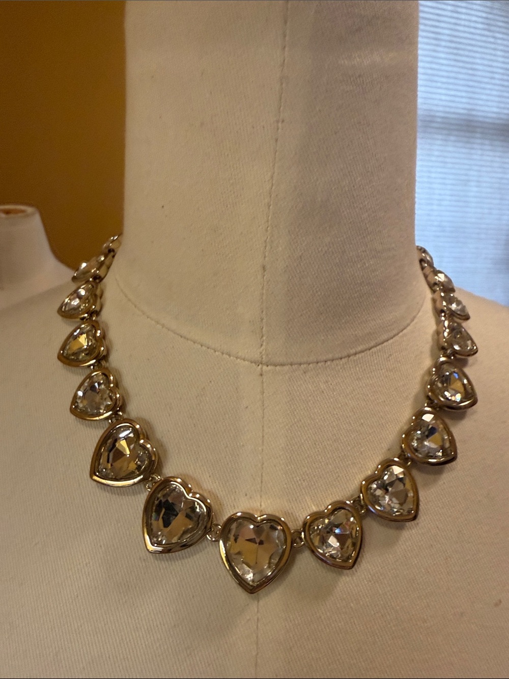 J. Crew Factory Gold-Tone Heart Crystal Collar Necklace